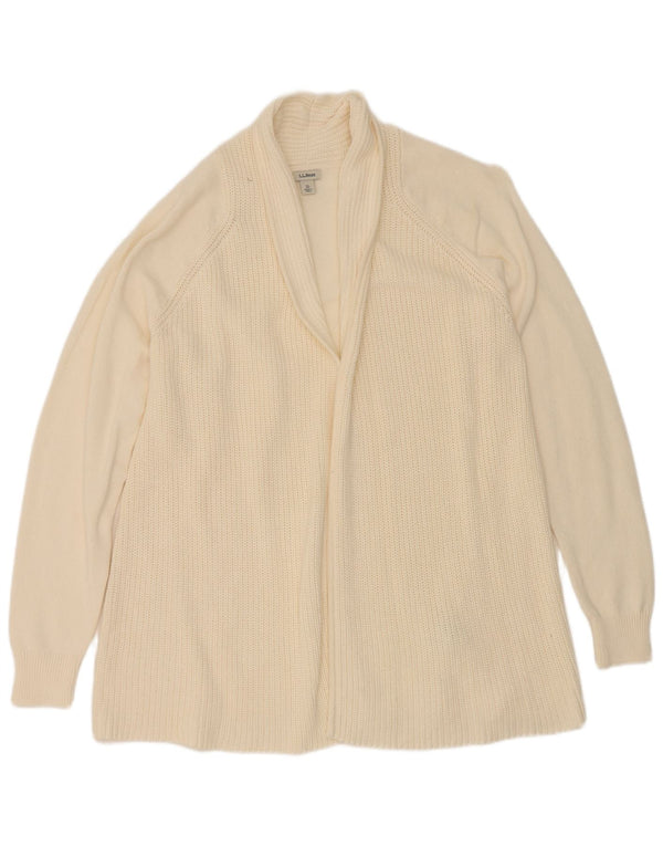 L.L.Bean Womens Open Cardigan Sweater UK 18 XL Off White Cotton