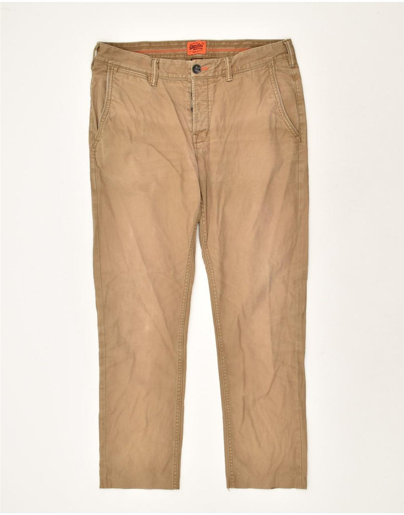 SUPERDRY Mens Slim Chino Trousers Large W35 L27  Brown Cotton | Vintage Superdry | Thrift | Second-Hand Superdry | Used Clothing | Messina Hembry 