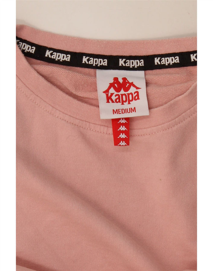 KAPPA Womens Crop Graphic Sweatshirt Jumper UK 14 Medium Pink Colourblock