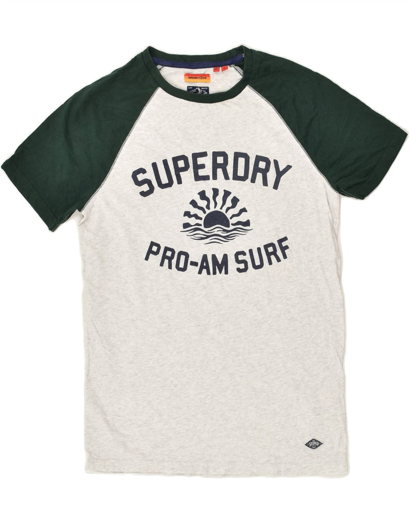 SUPERDRY Mens Graphic T-Shirt Top Small Grey Colourblock Cotton | Vintage Superdry | Thrift | Second-Hand Superdry | Used Clothing | Messina Hembry 