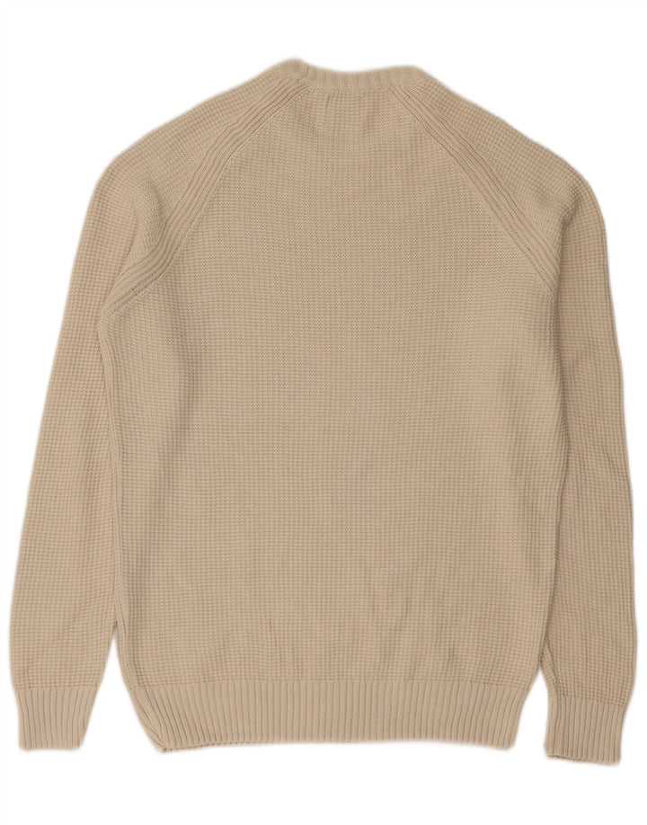 Zara Mens Crew Neck Jumper Sweater Medium Beige Cotton