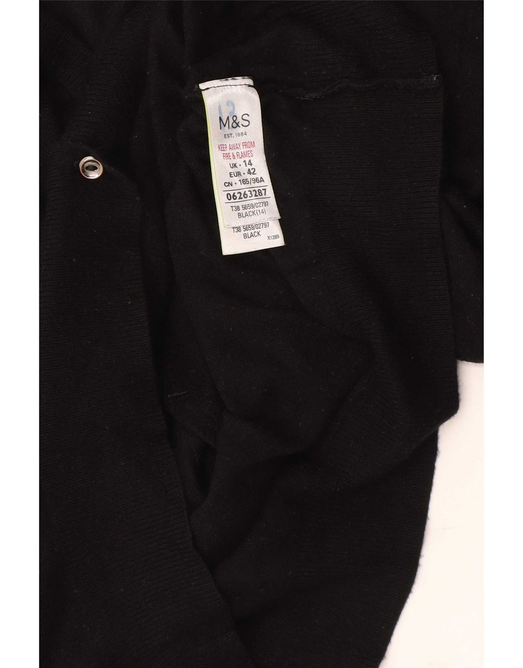 Marks & Spencer Womens Cardigan Sweater UK 14 Large  Black Viscose