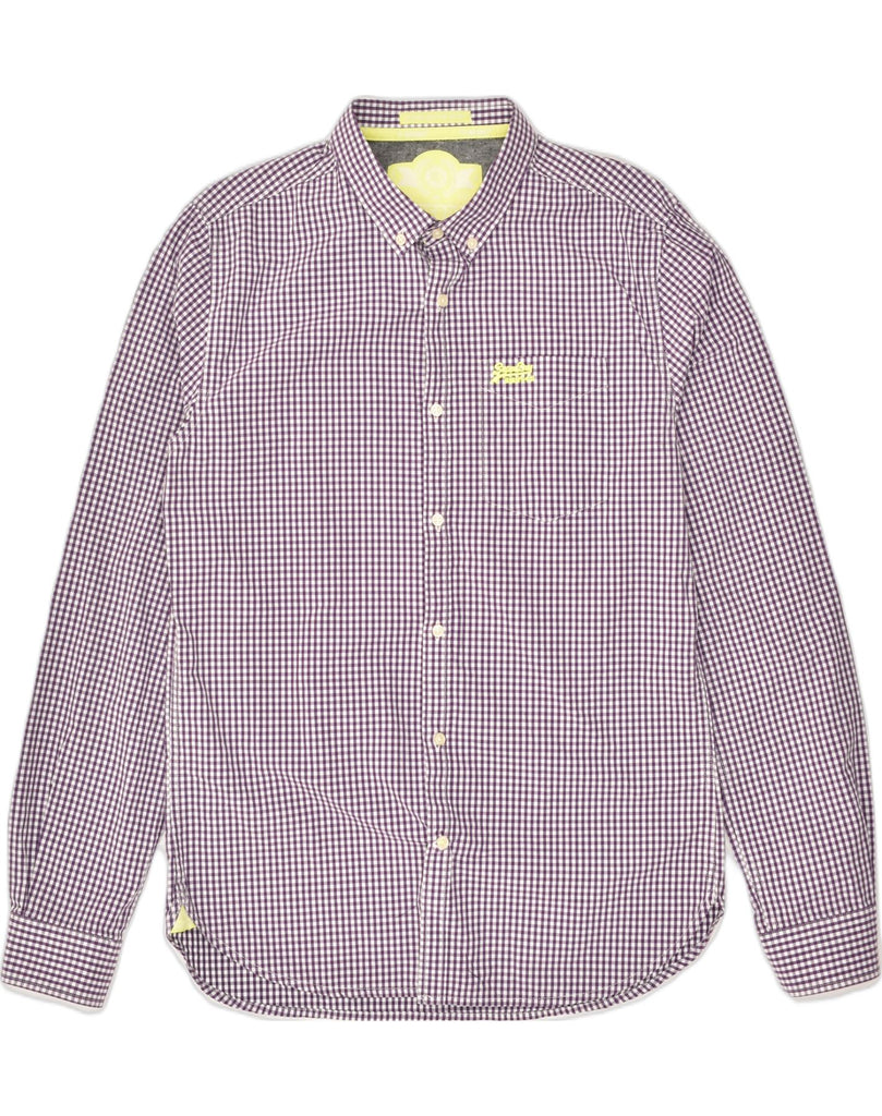 SUPERDRY Mens Shirt Large Purple Check Cotton | Vintage Superdry | Thrift | Second-Hand Superdry | Used Clothing | Messina Hembry 