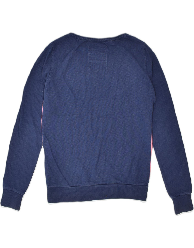 SUPERDRY Womens Graphic Sweatshirt Jumper UK 12 Medium Navy Blue Cotton | Vintage | Thrift | Second-Hand | Used Clothing | Messina Hembry 