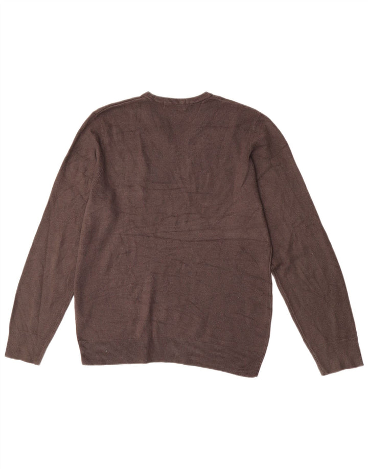 Marks & Spencer Mens Blue Harbour V-Neck Jumper Sweater Medium Brown