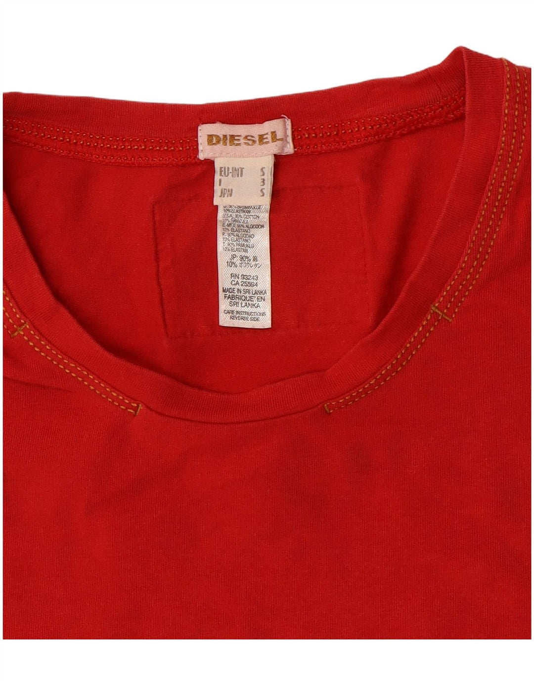 DIESEL Womens T-Shirt Top UK 10 Small Red Cotton
