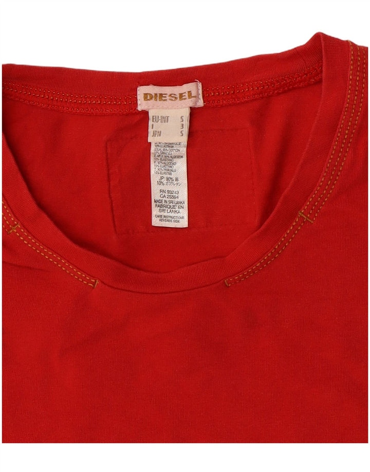 DIESEL Womens T-Shirt Top UK 10 Small Red Cotton