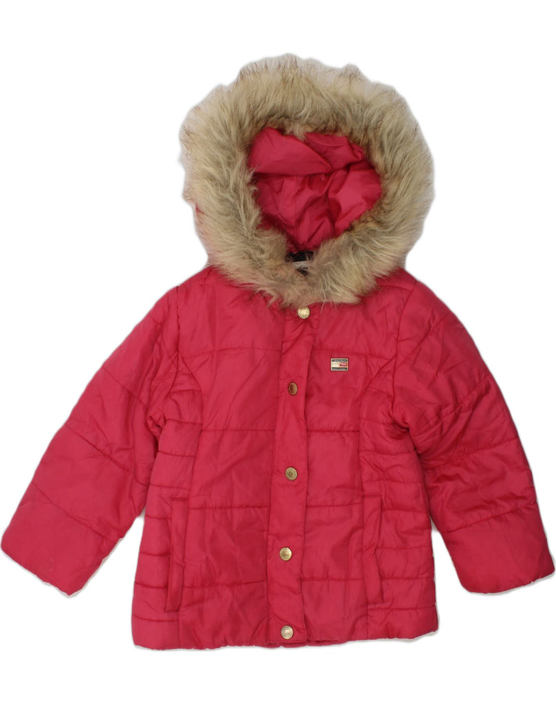 TOMMY HILFIGER Girls Hooded Padded Jacket 3-4 Years Pink Polyester | Vintage Tommy Hilfiger | Thrift | Second-Hand Tommy Hilfiger | Used Clothing | Messina Hembry 