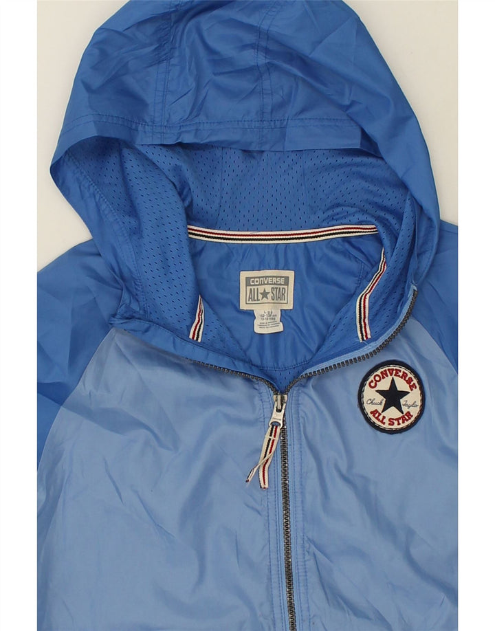 CONVERSE Boys Hooded Rain Jacket 12-13 Years Large Blue Polyester | Vintage Converse | Thrift | Second-Hand Converse | Used Clothing | Messina Hembry 