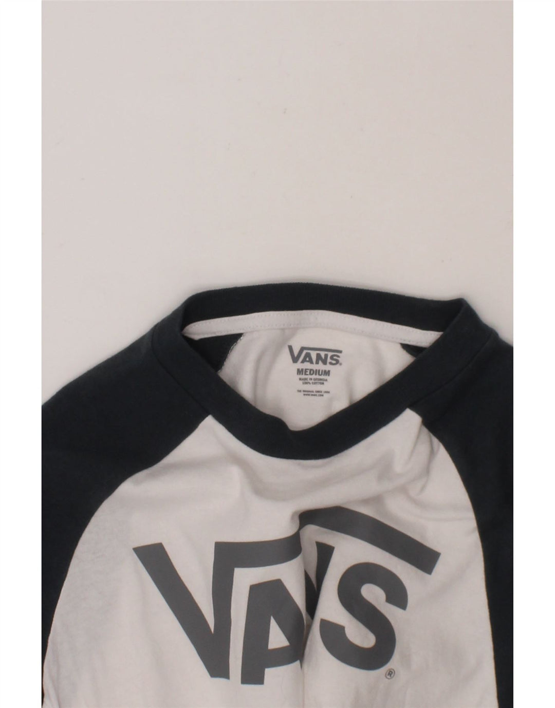 VANS Girls Graphic Top 3/4 Sleeve 11-12 Years Medium  White Colourblock Vintage Vans and Second-Hand Vans from Messina Hembry 