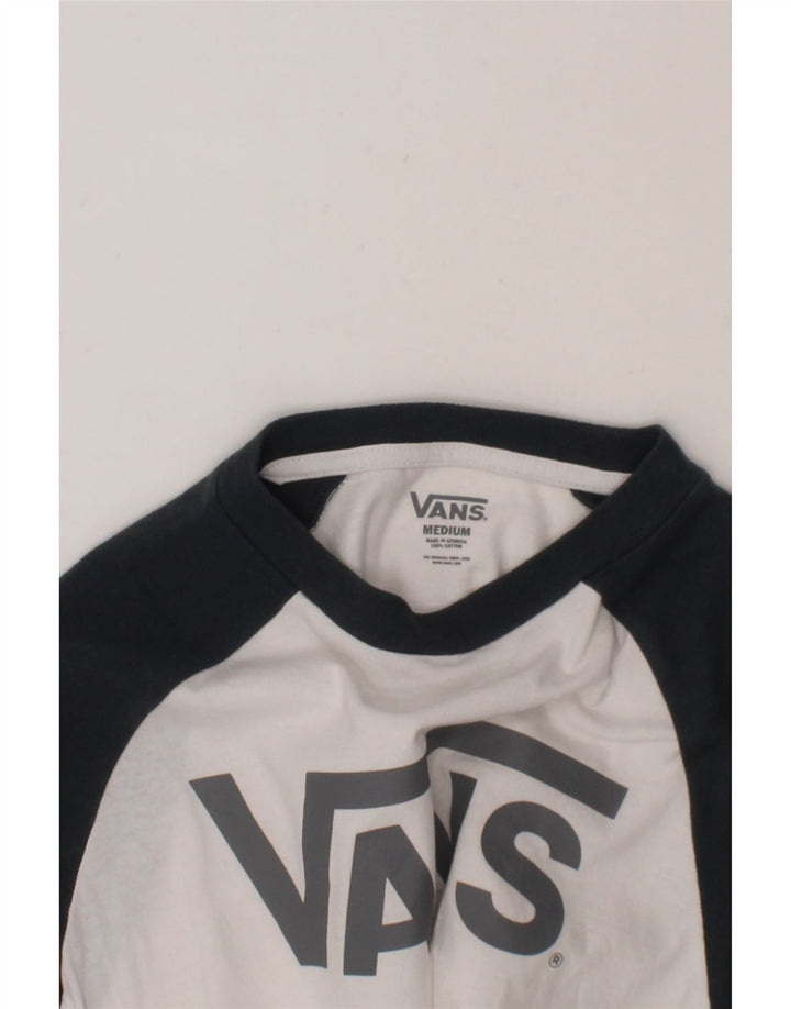 VANS Girls Graphic Top 3/4 Sleeve 11-12 Years Medium  White Colourblock Vintage Vans and Second-Hand Vans from Messina Hembry 