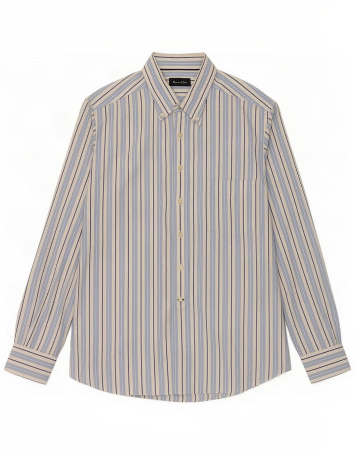 Massimo Dutti Mens Shirt XL Blue Pinstripe