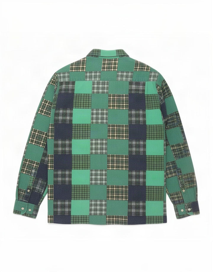 Elle Mens Shirt XL Green Patchwork