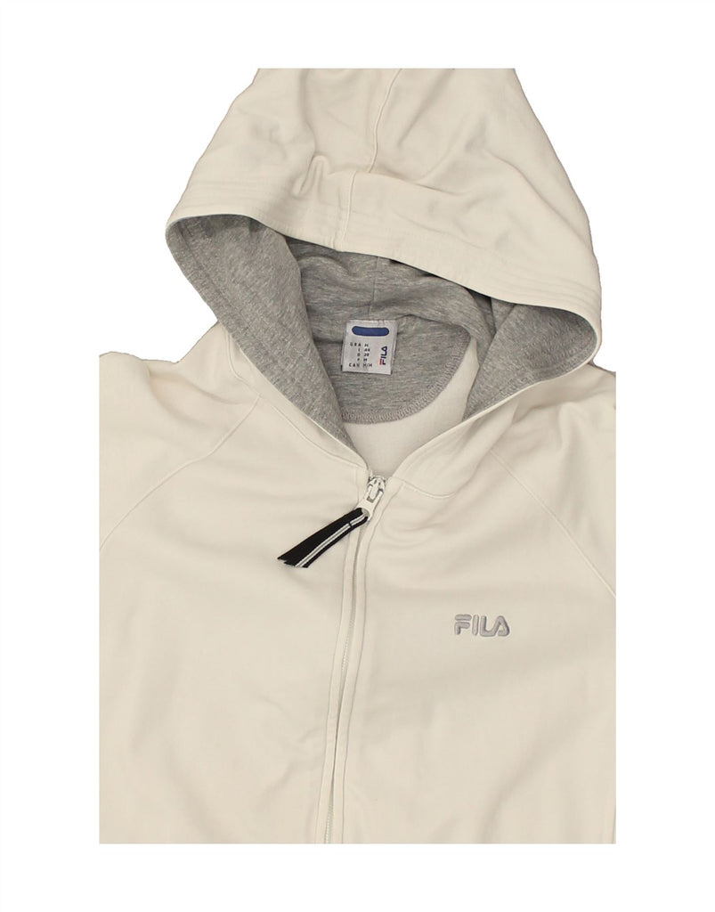 FILA Womens Zip Hoodie Sweater IT 44 Medium White | Vintage Fila | Thrift | Second-Hand Fila | Used Clothing | Messina Hembry 