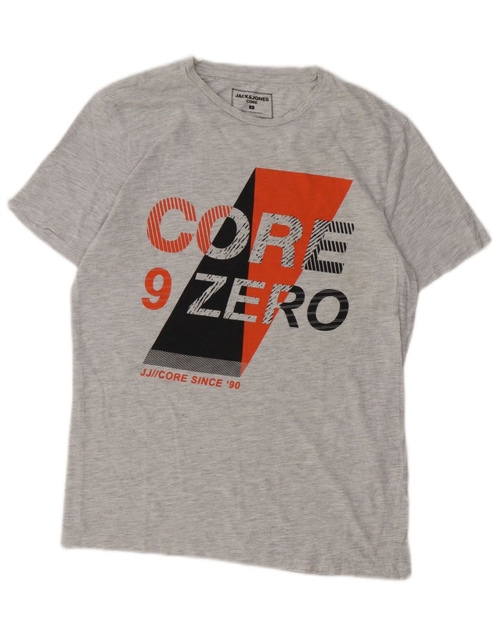 Jack & Jones Mens Graphic T-Shirt Top Small Grey Flecked Cotton