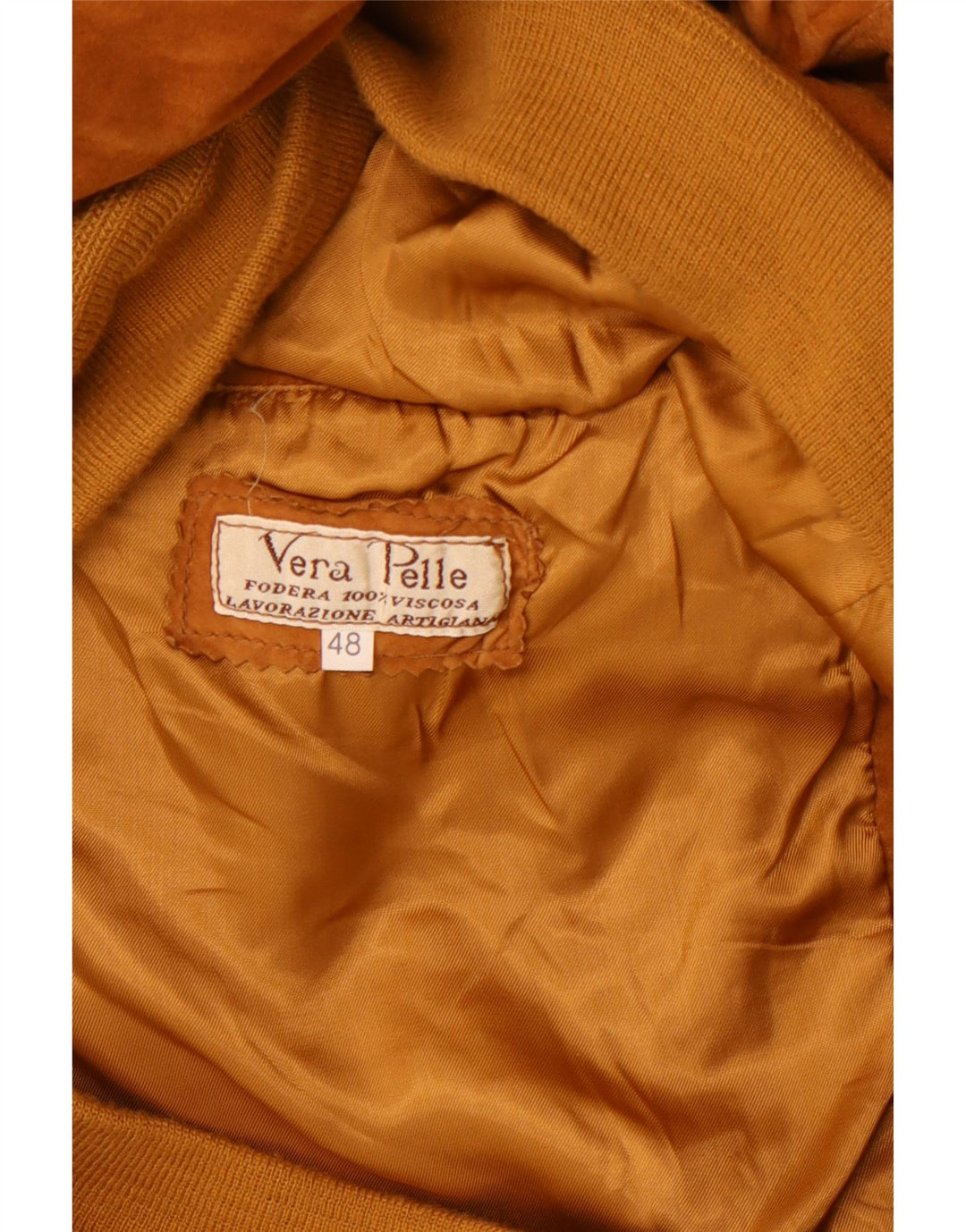 LAVORAZIONE ARTIGIANA Mens Suede Bomber Jacket IT 48 Medium Brown Leather