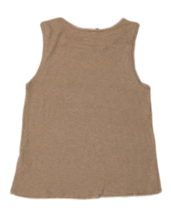 Zara Womens Vest Top UK 12 Medium Beige Flecked Viscose
