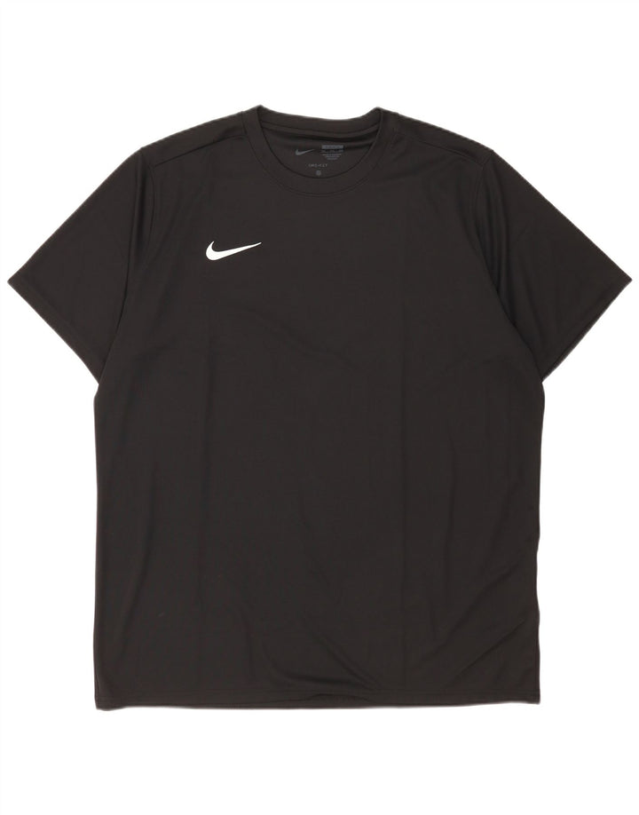 Nike Mens Dri Fit Slim Fit T-Shirt Top 2XL Black Polyester