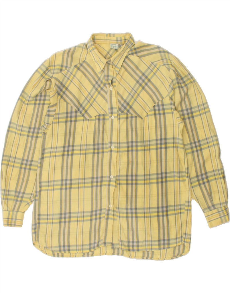 BENETTON Womens Shirt IT 42 Medium Yellow Check Cotton | Vintage Benetton | Thrift | Second-Hand Benetton | Used Clothing | Messina Hembry 