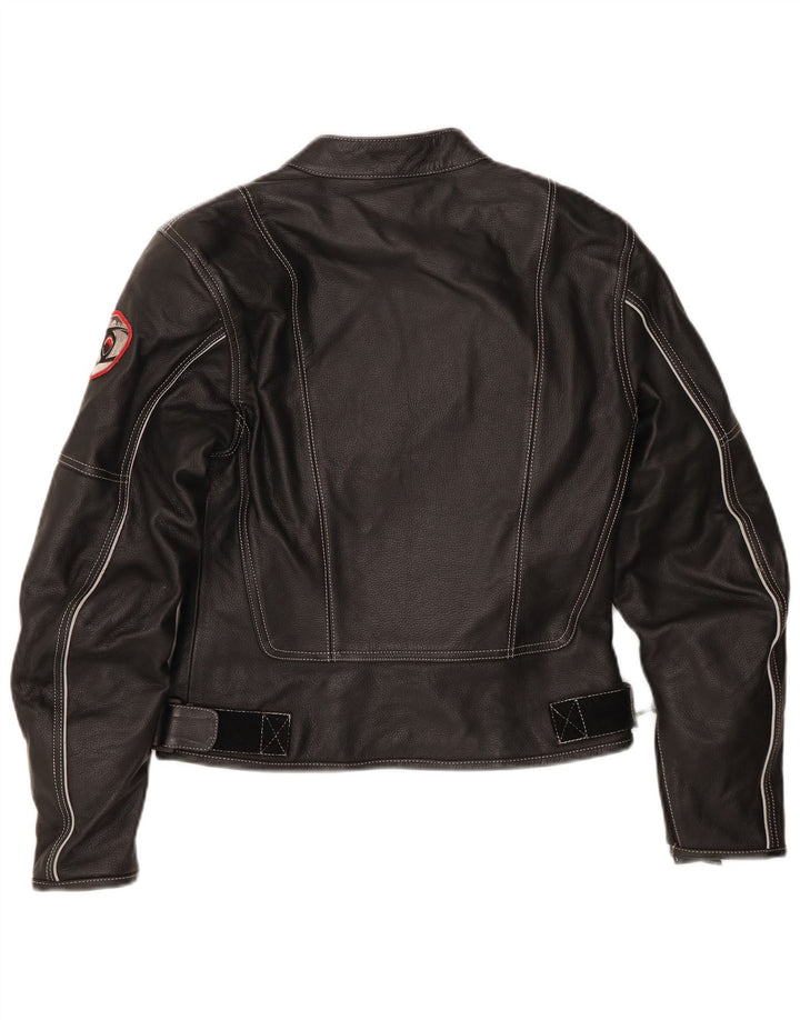 Suomy Womens Moto Racer Leather Jacket UK 12 Medium Black Leather