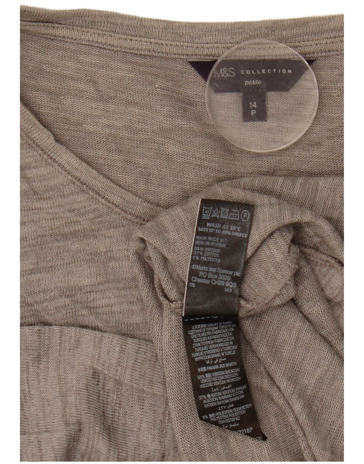 Marks & Spencer Womens Petite Top 3/4 Sleeve UK 14 Large Grey Flecked