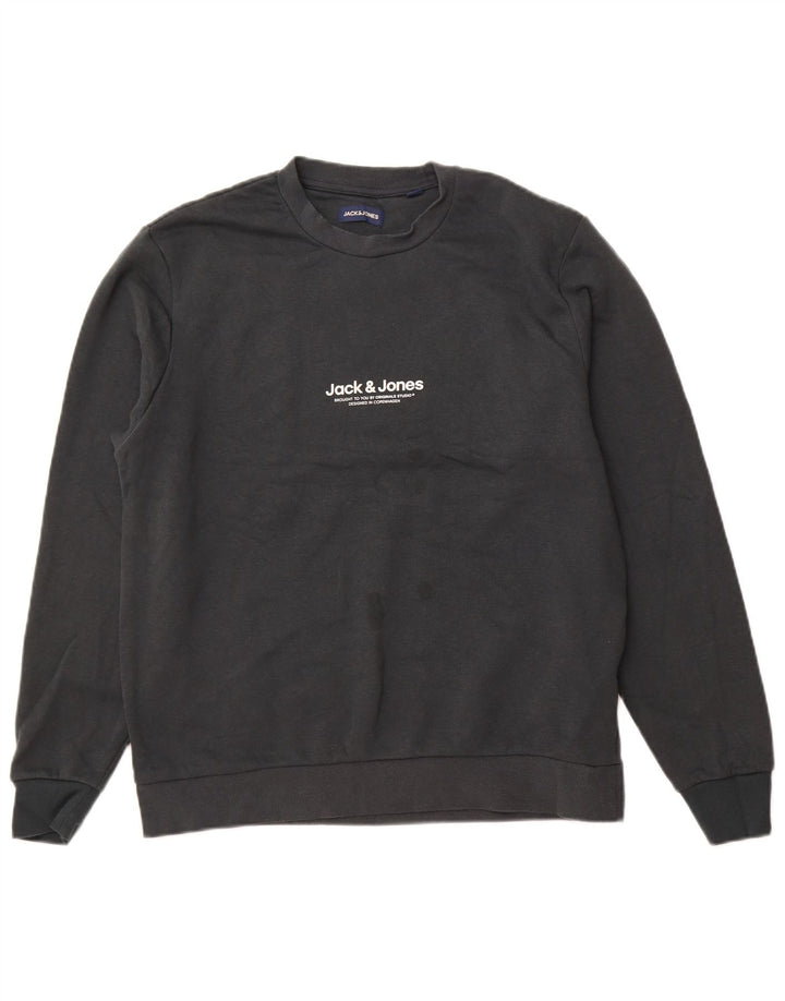 JACK & JONES Mens Sweatshirt Jumper Large Grey Cotton