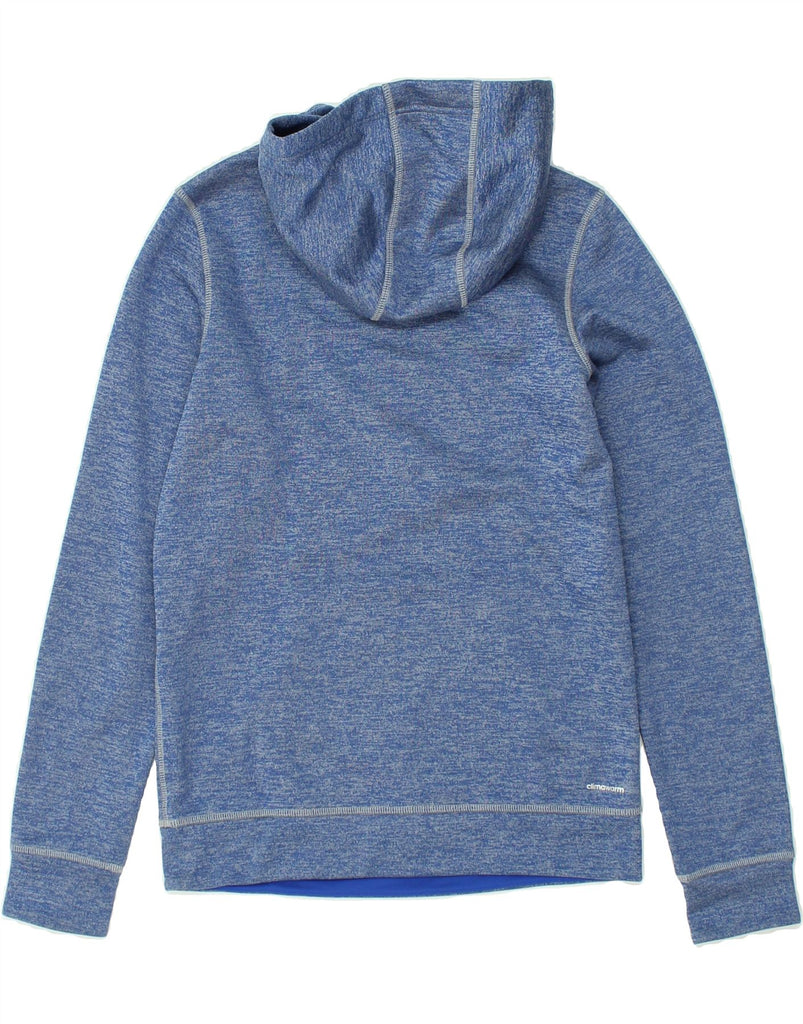 ADIDAS Womens Climawarm Hoodie Jumper UK 4/6 XS Blue Flecked Polyester | Vintage Adidas | Thrift | Second-Hand Adidas | Used Clothing | Messina Hembry 