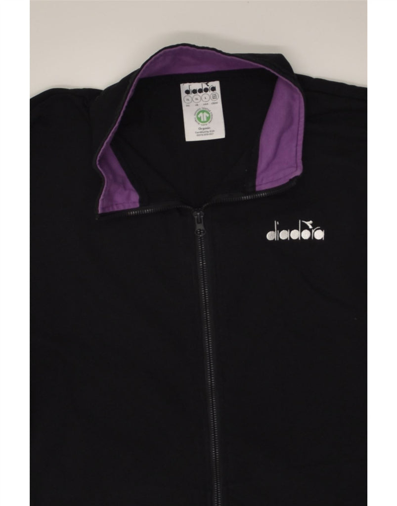 DIADORA Womens Tracksuit Top Jacket UK 18 XL Black Cotton | Vintage Diadora | Thrift | Second-Hand Diadora | Used Clothing | Messina Hembry 