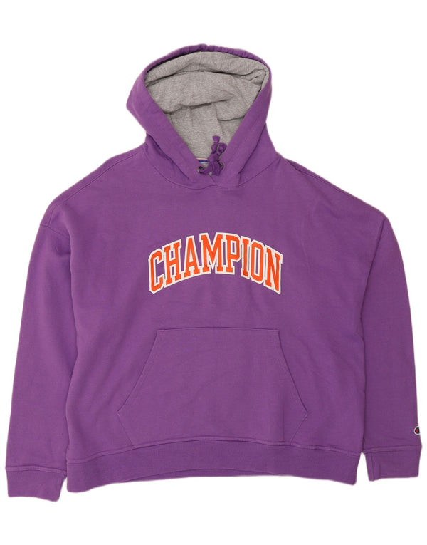 Champion Mens Graphic Hoodie Jumper XL Purple Cotton