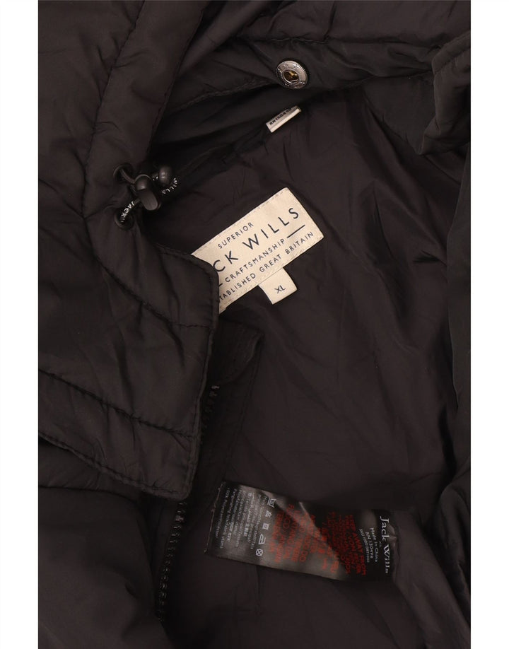 Jack Wills Mens Hooded Padded Jacket UK 42 XL Black Polyester