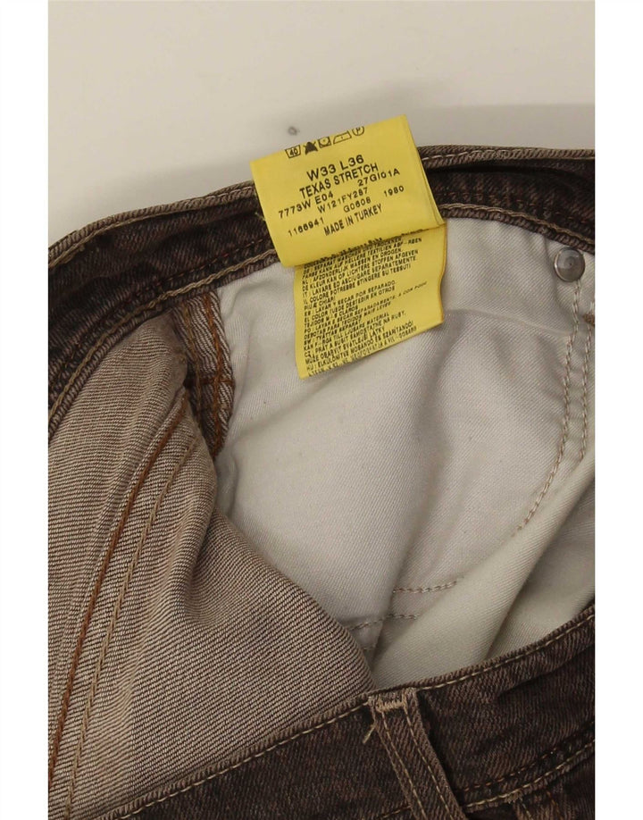 Wrangler Mens Texas Stretch Straight Jeans W33 L29 Brown Cotton