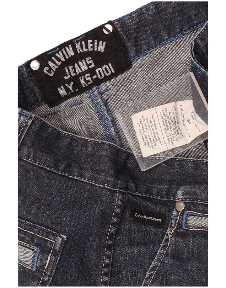 Calvin Klein Mens Straight Jeans W34 L33 Navy Blue Cotton