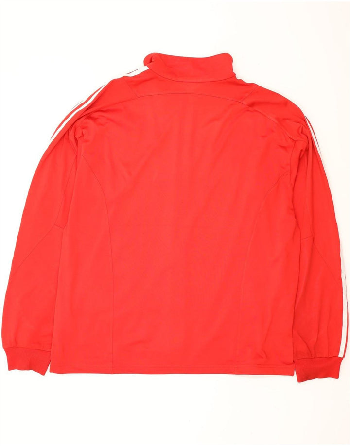Adidas Mens Tracksuit Top Jacket Large Red Colourblock Polyester