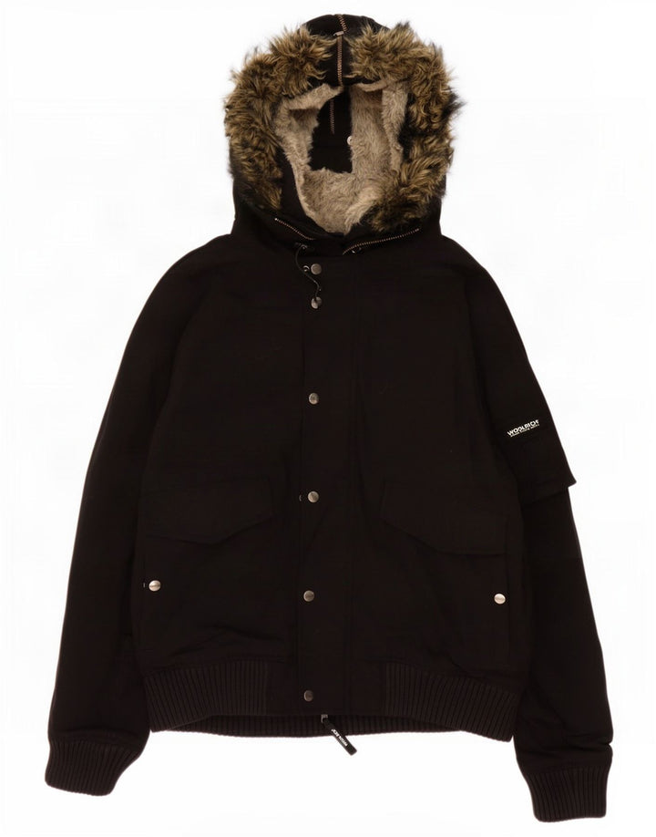 Woolrich Boys Hooded Bomber Jacket 13-14 Years XL Black