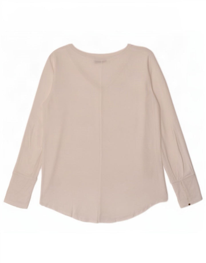 Massimo Dutti Womens See Through Top Long Sleeve UK 12 Medium White Lyocell