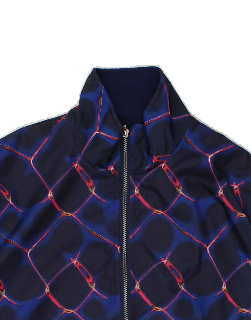 VINTAGE Mens Graphic Pullover Reversible Jacket UK 38 Medium Navy Blue Vintage Vintage and Second-Hand Vintage from Messina Hembry 