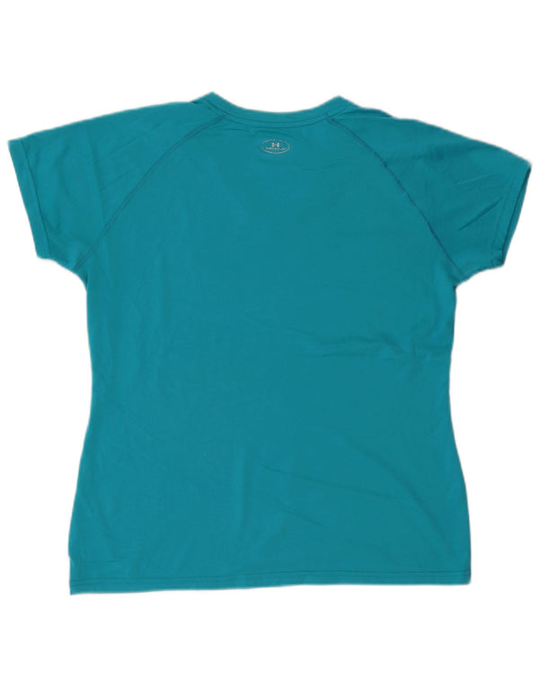 Under Armour Womens Heat Gear T-Shirt Top UK 16 Large Turquoise