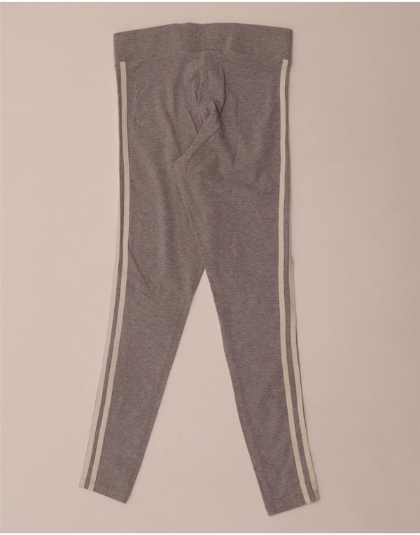 Adidas Womens Leggings UK 10 Small  Grey Flecked Cotton