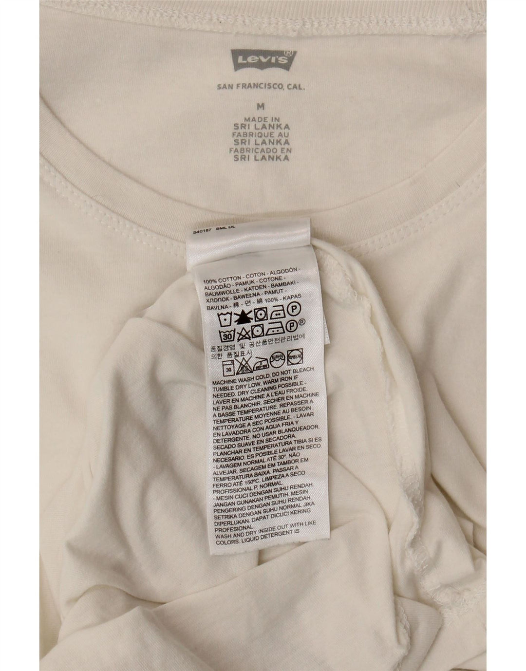 LEVI'S Womens T-Shirt Top UK 14 Medium White Cotton Vintage Levi's and Second-Hand Levi's from Messina Hembry 