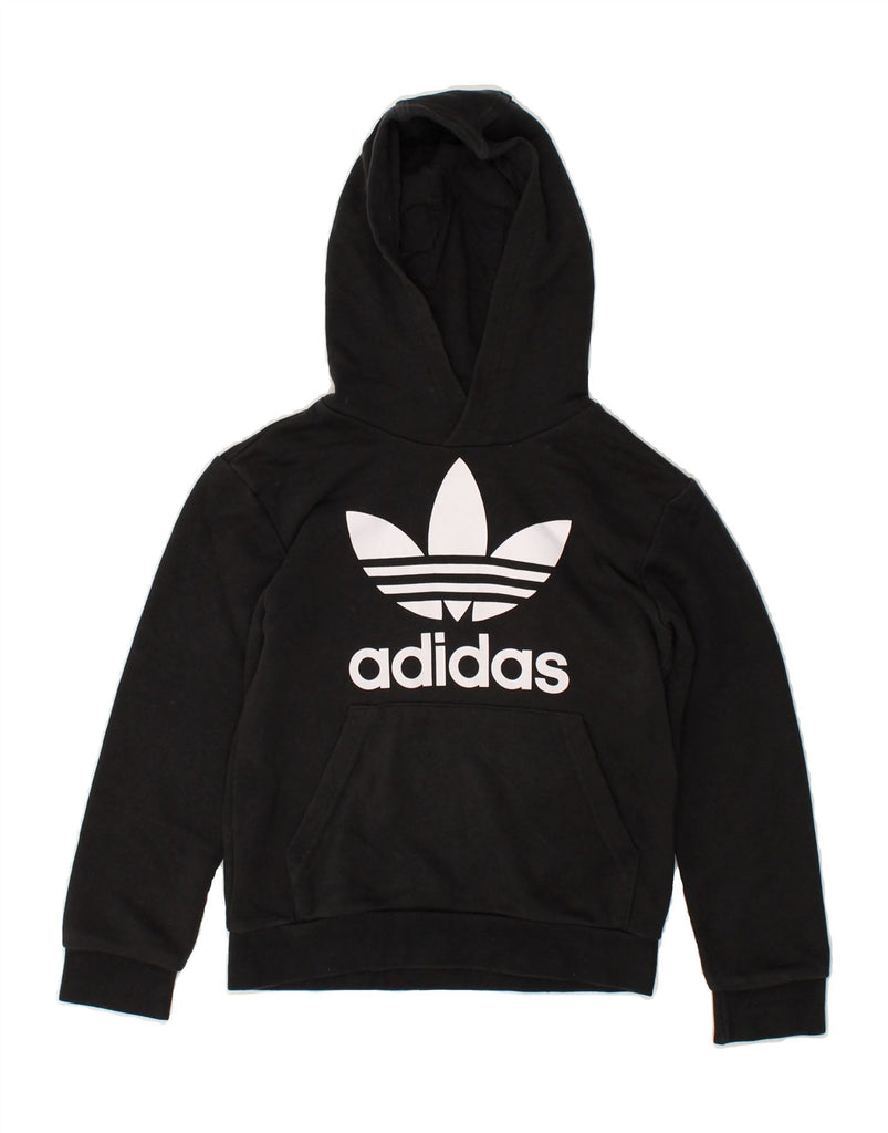 ADIDAS Boys Graphic Hoodie Jumper 7-8 Years Black | Vintage Adidas | Thrift | Second-Hand Adidas | Used Clothing | Messina Hembry 