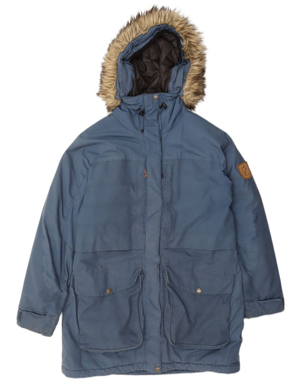 Fjall Raven Womens Hooded Parka Jacket UK 16 Large Blue Polyamide
