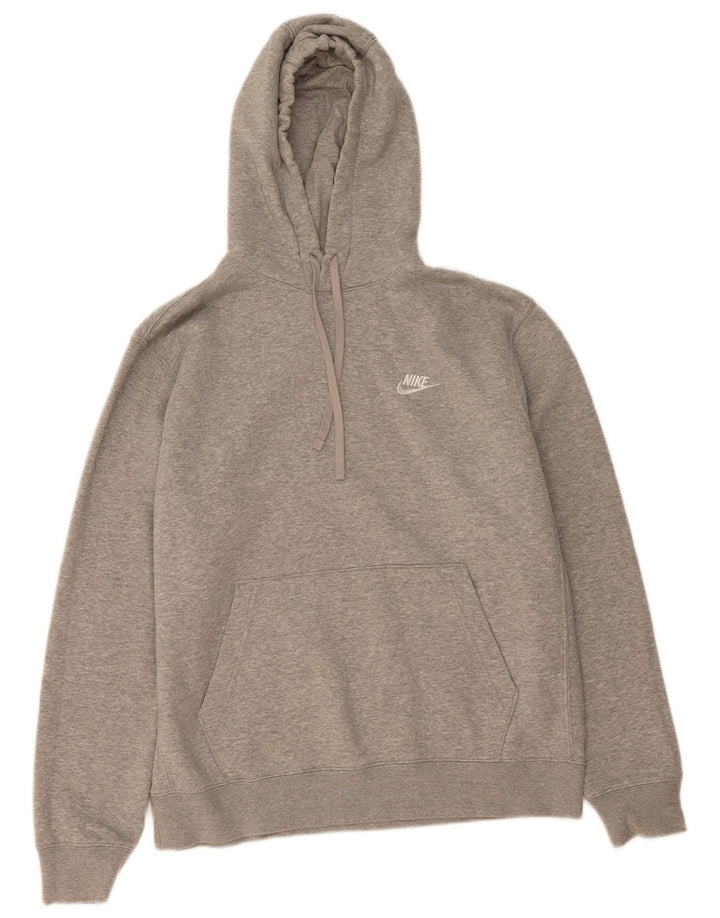 NIKE Mens Hoodie Jumper Large Grey Cotton