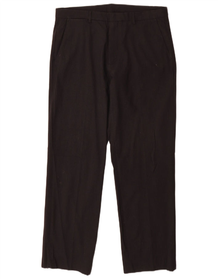 Calvin Klein Mens Straight Chino Trousers W32 L30 Black Polyester