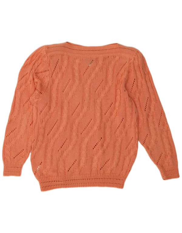 Vintage Womens Graphic Boat Neck Jumper Sweater IT 42 Medium Orange
