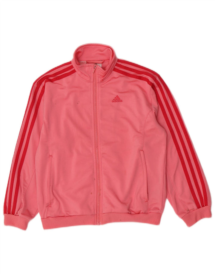 Adidas Girls Tracksuit Top Jacket 9-10 Years Pink Polyester