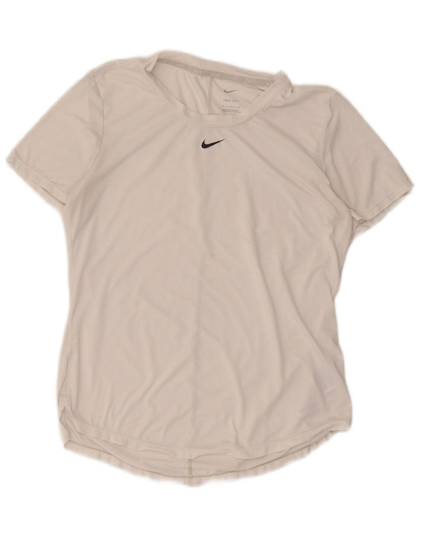 Nike Womens Dri Fit T-Shirt Top UK 10 Small White Polyester