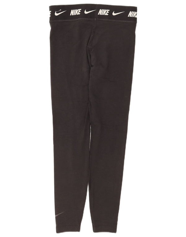 NIKE Womens Tight Fit Graphic Leggings UK 12 Medium Black Cotton