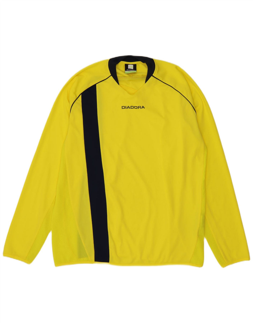 DIADORA Mens Top Long Sleeve Large Yellow Colourblock Polyester