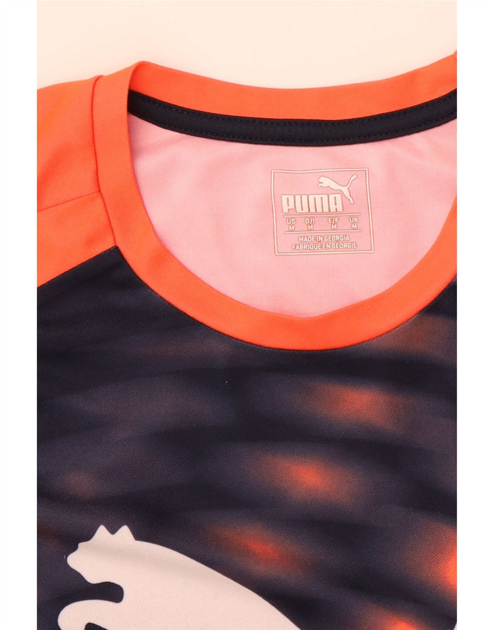 Puma Mens Graphic T-Shirt Top Medium Orange Check