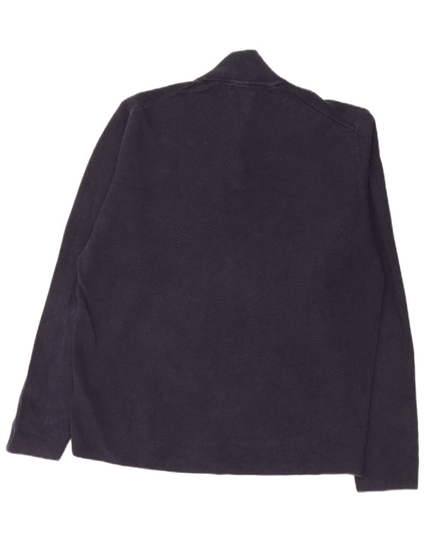 Massimo Dutti Mens Zip Neck Jumper Sweater XL Navy Blue Cotton